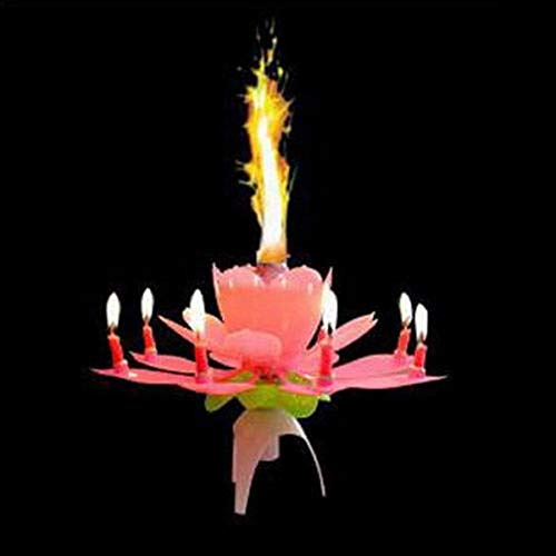 BASOYO 2 velas mágicas musicales de flores musicales para felicitación, cumpleaños, música, juego de música, flor de loto, velas especiales de cumpleaños, regalo romántico