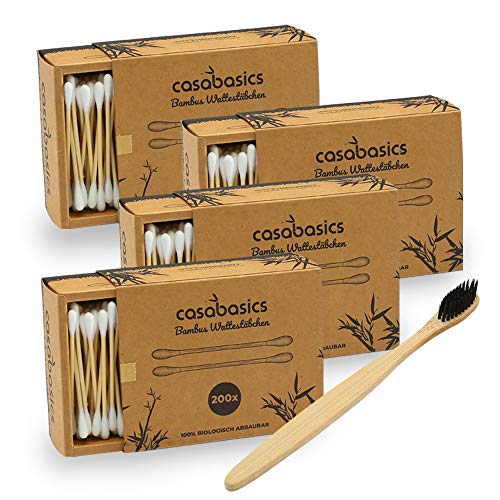 Bastoncillos de algodón prémium de bambú 100 % biodegradables, veganos y sostenibles, compostables