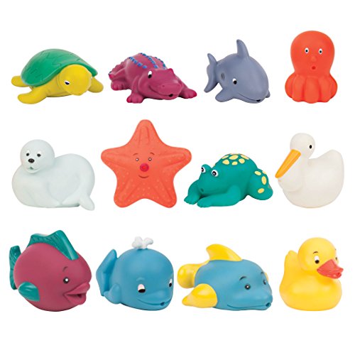 Battat-12-Pack Little Animal Squirts Fun Bath Toys for Babies 10m+ Compañeros de baño, Multicolor (Branford Ltd. BT2630Z)