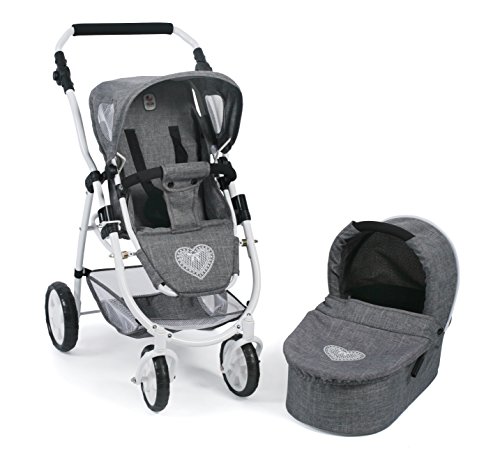 Bayer Chic 2000-Cochecito para muñecas Emotion 2 en 1, diseño Vaquero, Gris, Color Jeans Grey. (638 76)