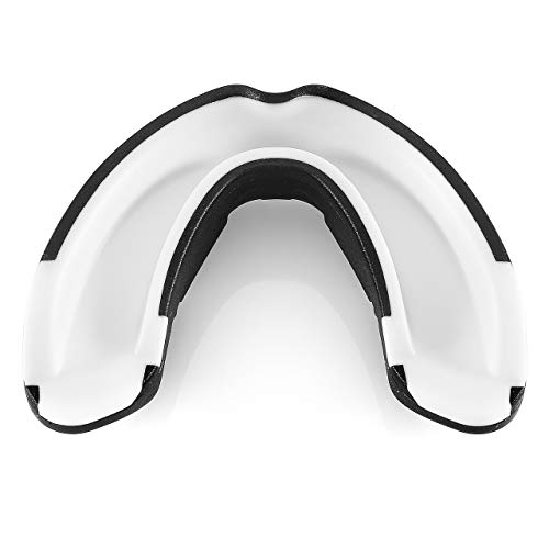 BBGuards Profesional Protector Bucal Boxeo/Protector de Encía - Deportes de Contacto, Boxeo, Rugby, MMA, Artes Marciales, Hockey, Jiu Jitsu.… (Negro-Blanco)