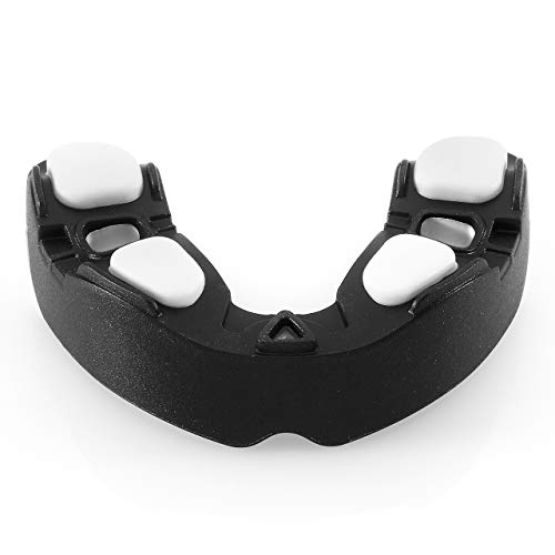 BBGuards Profesional Protector Bucal Boxeo/Protector de Encía - Deportes de Contacto, Boxeo, Rugby, MMA, Artes Marciales, Hockey, Jiu Jitsu.… (Negro-Blanco)
