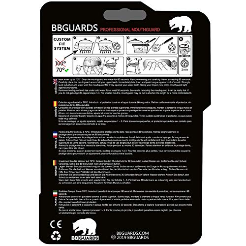 BBGuards Profesional Protector Bucal Boxeo/Protector de Encía - Deportes de Contacto, Boxeo, Rugby, MMA, Artes Marciales, Hockey, Jiu Jitsu.… (Negro-Blanco)