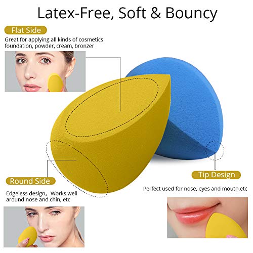 BEAKEY 4+1 Set de Esponja de Maquillaje con Brochas, Perfecto para Base Líquida, Crema y Polvo, Puffs en polvo y Brochas de Kabuki