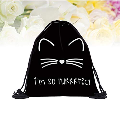 Beaupretty Bolso con cordón Secador de Pelo de poliéster Mochila Kitty Paint Cosméticos Bolsa de Almacenamiento para Camping Viaje Gimnasio Maquillaje Escuela Deportes