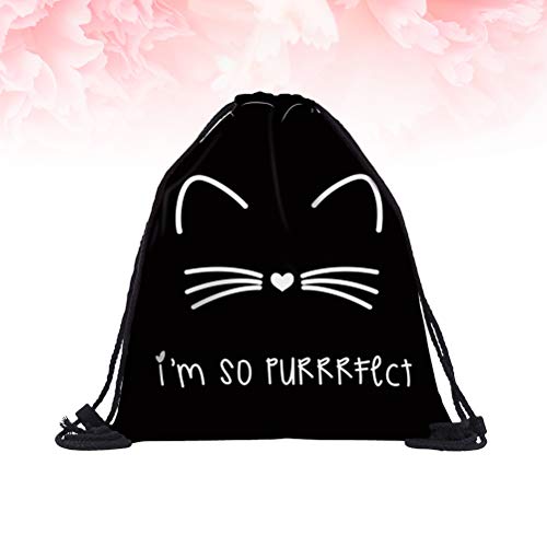 Beaupretty Bolso con cordón Secador de Pelo de poliéster Mochila Kitty Paint Cosméticos Bolsa de Almacenamiento para Camping Viaje Gimnasio Maquillaje Escuela Deportes