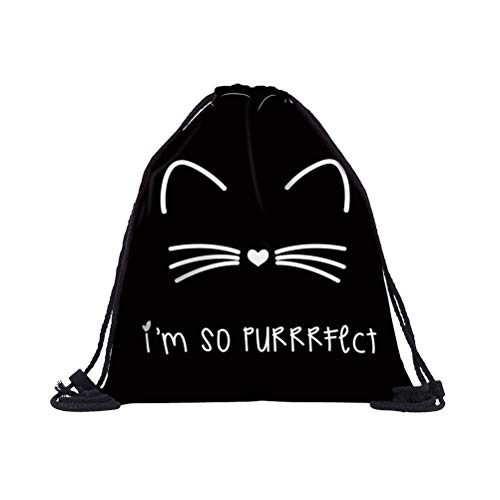 Beaupretty Bolso con cordón Secador de Pelo de poliéster Mochila Kitty Paint Cosméticos Bolsa de Almacenamiento para Camping Viaje Gimnasio Maquillaje Escuela Deportes