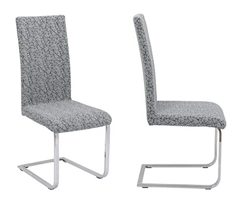 Beautex - Juego de 2 fundas para sillas, elásticas, universales, bielásticas, diseño y color a elegir, Elástico, gris claro, Motiv: Marmor