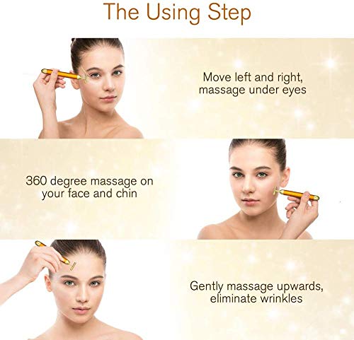 Beauty Bar 24k Golden Pulse Facial Massager Barra de belleza dorada Rodillo T-Shape Electric Sign Face Massage Tools for Sensitive Skin Face Pull Tight Firming Lift