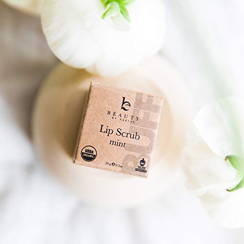 Beauty By Earth Exfoliante labial de menta orgánicos sabor- naturales exfoliantes de azúcar friega, hidrata los labios con ingredientes frescos y naturales.