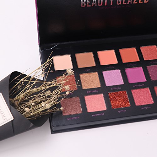 Beauty Glazed Paleta De Sombras De Ojos Profesionales - Paleta Maquillaje - Altamente Pigmentados 18 Colores Brillantes y Mate