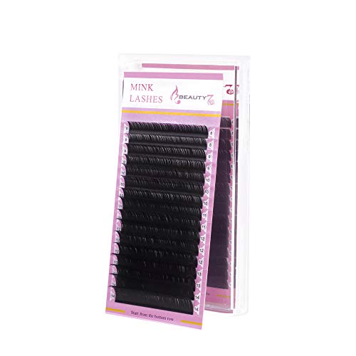 Beauty7 Mix Extensiones de Pestañas Postizas Natural Blando Suave Negra Individuales C Curl 0.12 mm de espesor de 8-14mm