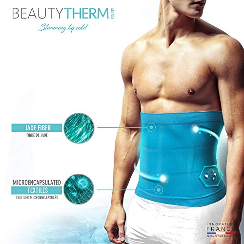 BEAUTYTHERM – Funda Reductora de Vientre Plano – Esculta su Silueta – Tejer Olas 3D Anti Celulitis – Cosmetotextil Adelgazante con Activos Marinos microencapsulados – Negro/Azul Azul S