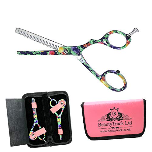 BeautyTrack Tijeras De Peluquería Y Adelgazamiento De Titanio - Tijeras De Salón De Peluquero - Para Uso Profesional Y Personal - La Mejor Calidad - Afilada - 5.5" (14 cm) + Bolsa De Regalo