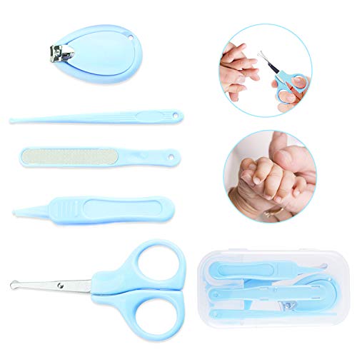 Bebé Cortauñas Conjunto,Cuidado Manicura Infantiles Recién Nacidos,Juego de cortaúñas para bebé,Juego de pedicura para bebé,Kit de manicura para bebés (A-Azul)