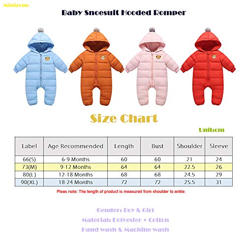 Bebé Mono con Capucha Invierno Pelele Algodón Mameluco Traje de Nieve 18-24 Meses