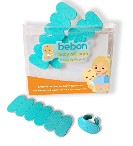 Bebon - Juego de cuidado de uñas para bebés, práctico juego de cuidado para recién nacidos a partir de 0 meses, idea de regalo para futuras madres, 18 limas desechables, color azul