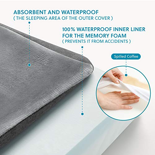 Bedsure Cama Perro Ortopédica Grande - Colchón Perro Verano y Lavable con Funda Desenfundable y Evestimiento Impermeable, Espuma Viscoelástica, Gris, L