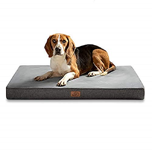 Bedsure Cama Perro Ortopédica Grande - Colchón Perro Verano y Lavable con Funda Desenfundable y Evestimiento Impermeable, Espuma Viscoelástica, Gris, L