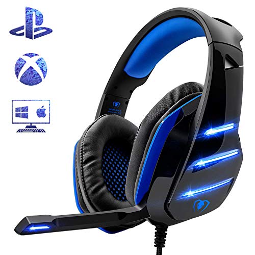 Beexcellent - Auriculares para Videojuegos para PS4, Sonido Surround Bass, con micrófono y luz LED para Xbox One, PC, portátil, Mac, Tablet