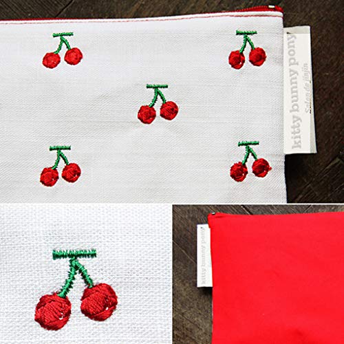 BeIilan Cereza Bordado Bolsa de Cosméticos Mujeres viajan Maquillaje Maquillaje Neceser Lona de la Cremallera del Organizador del Bolso