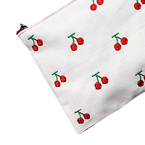 BeIilan Cereza Bordado Bolsa de Cosméticos Mujeres viajan Maquillaje Maquillaje Neceser Lona de la Cremallera del Organizador del Bolso