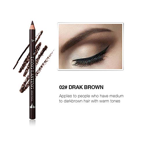 Beito 1 PC Impermeable Pro Eyebrow Pen Lápices de cejas a prueba de manchas de larga duración Microblading Eyeliner ceja Lápiz Ojos Maquillaje Cejas Definidas Cejas naturales (02 Marrón Oscuro)