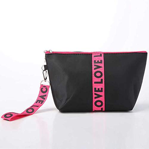 Beito 1 UNID Bolsa de maquillaje portátil Moda Bolsa de cosméticos Organizador Bolsa de almacenamiento AMOR Correas de diseño Bolsa de accesorios Bolsa de aseo (Rosado)