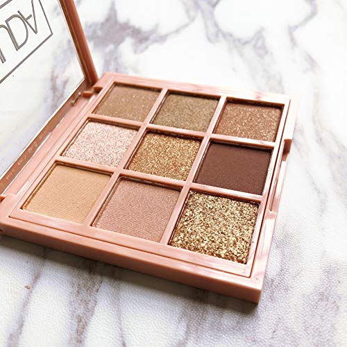 Beito 1PC Paleta de sombra de ojos con brillo mate Sombra de ojos Pro Sombra de ojos de 9 colores Polvo de ojos altamente pigmentado Paleta de colores cosméticos de Warm Colors