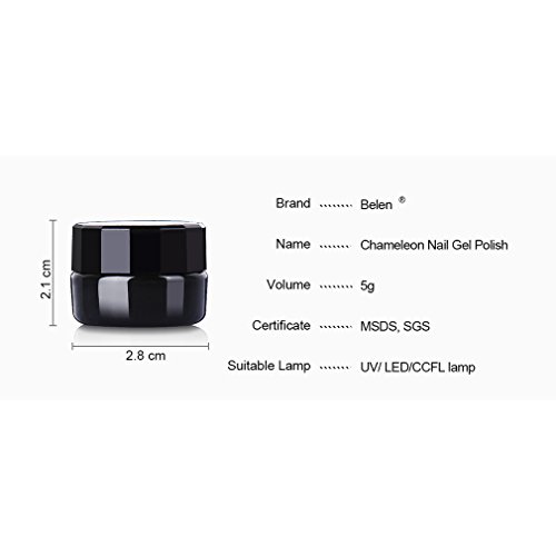 Belen Esmaltes Semipermantes Esmalte de Uñas de Gel Nuevo Efecto de Camaleón con Brilo Soak-off UV LED Manicura y Pedicura 5ml-3007
