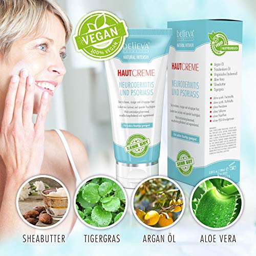 Believa Natural Intensiv Crema de piel - 100% Vegano - Para neurodermitis y psoriasis - 30ml
