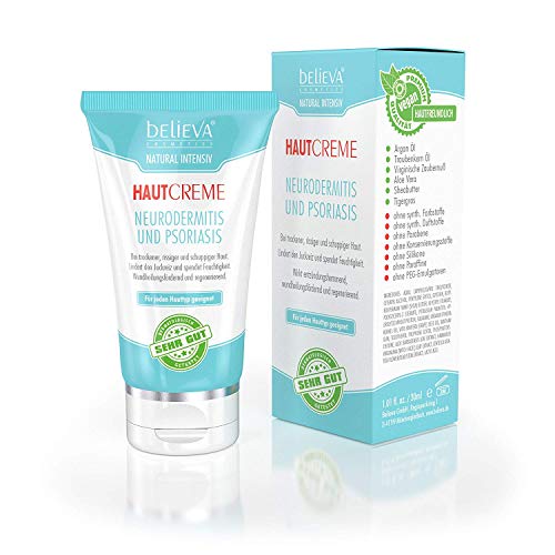Believa Natural Intensiv Crema de piel - 100% Vegano - Para neurodermitis y psoriasis - 30ml
