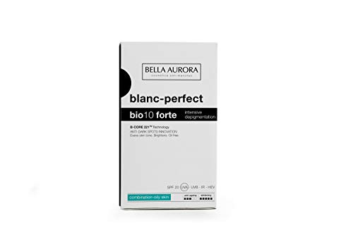 Bella Aurora Bio 10 Forte Crema Anti-Manchas Facial Piel Mixta-Grasa SPF 20, Anti-edad, Despigmentante Cara, 30 ml