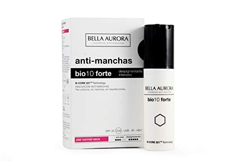 Bella Aurora Bio 10 Forte Crema Anti-Manchas Facial Piel Normal-Seca SPF 20, Anti-edad, Despigmentante Cara, 30 ml