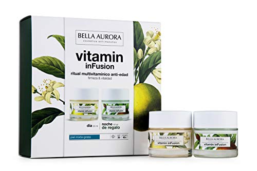 Bella Aurora Pack Vitamin Infusion Dia Antiedad Piel Mixta 50Ml + Vitamin Infusion Noche 50Ml Bella Aurora 1 Unidad 100 ml, Verde