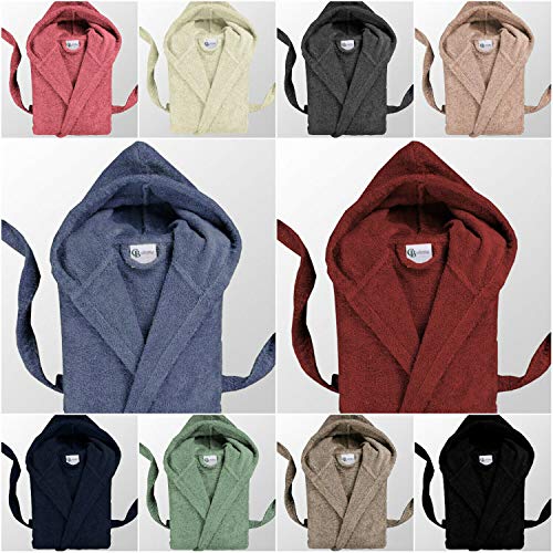 BellaCasa Casabella Uni - Albornoz con Capucha, 100% algodón, algodón, Crema, Medium