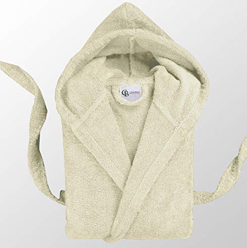 BellaCasa Casabella Uni - Albornoz con Capucha, 100% algodón, algodón, Crema, Medium