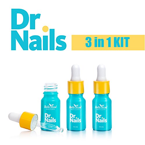 Belle Azul - Dr. Nails KIT - Fórmula Anti Hongos para Uñas, Desinfecta uñas con hongos, Restablece Apariencia saludable, Enriquecido con Aceite de Argán, Árbol de Té y Aceite de Clavo, 3x10 ml.