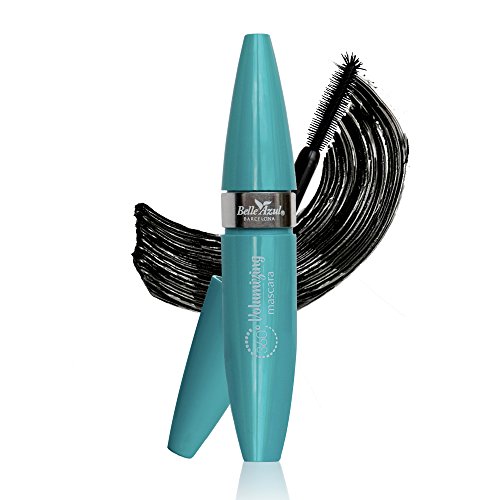 Belle Azul - Máscara Pestañas Volumen 360º - Rímel Color Negro Intenso, Fórmula Waterproof, Resistente al Agua, Cosmética Vegana, 10ml