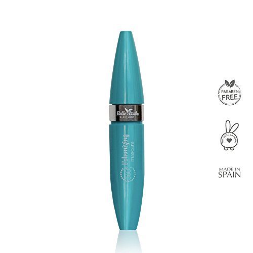 Belle Azul - Máscara Pestañas Volumen 360º - Rímel Color Negro Intenso, Fórmula Waterproof, Resistente al Agua, Cosmética Vegana, 10ml