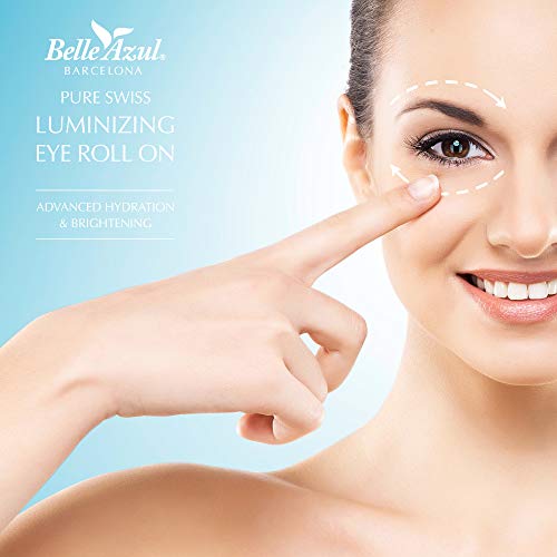 Belle Azul - PURE SWISS - Sérum Anti-Edad Corrector para los Ojos, Ilumina y Reduce la aparición de Ojeras, Incorpora masajeador, Roll-on para una Mejor Absorción, 15ml