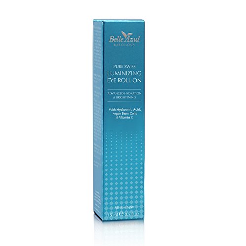 Belle Azul - PURE SWISS - Sérum Anti-Edad Corrector para los Ojos, Ilumina y Reduce la aparición de Ojeras, Incorpora masajeador, Roll-on para una Mejor Absorción, 15ml