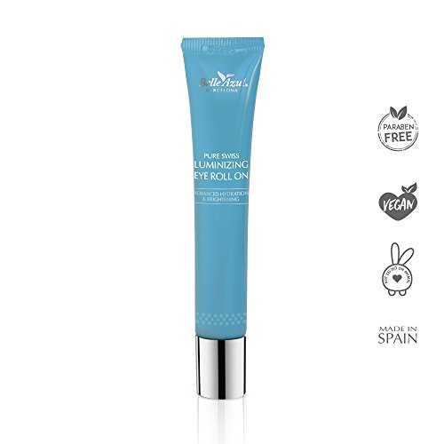 Belle Azul - PURE SWISS - Sérum Anti-Edad Corrector para los Ojos, Ilumina y Reduce la aparición de Ojeras, Incorpora masajeador, Roll-on para una Mejor Absorción, 15ml