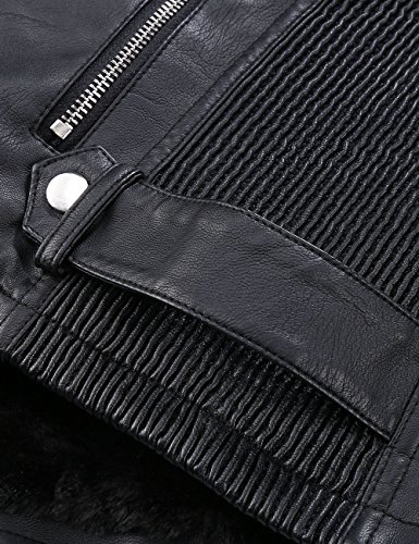 Bellivera Chaqueta Corta de Piel Sintética para Mujeres, Chaqueta de Moto con Cuello Desmontable de Piel Sintética