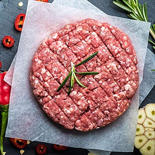 Belmalia Prensa Burger 100 Hojas de Papel de Horno Burgers, Hamburguesas, Cheeseburgers, Frikandellen, Albóndigas, Sartén, Barbacoa, Antiadherente, 11cm