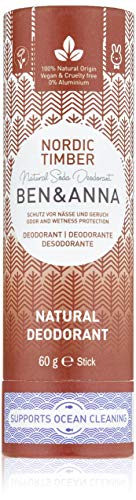 Ben&Anna BA22024 - Desodorante en Barra, Base de Soda y Karité, Protección Contra Malos Olores y Sudor, Madera Nórdica - 60g