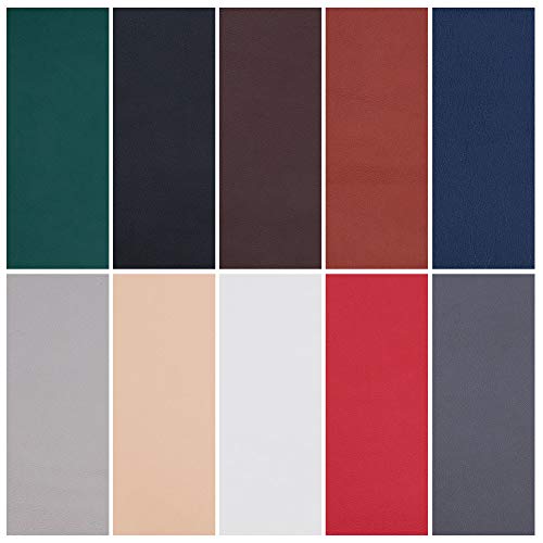 BENECREAT 10PCS Parche de Reparacion de Cuero - Autoadhesivo para sofás Asientos de Coche y Bolsos, 20x10cm, 10 Colores