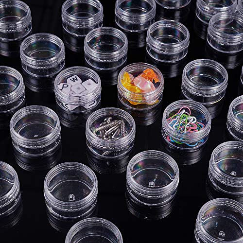 BENECREAT 30 Pack (10ml) Recipiente Vacío de Almacenamiento Bote de Plástico Transparente con Tapas de Rosca para Cuentas,Brillo,Maquillaje,Cosmeticos y Crema