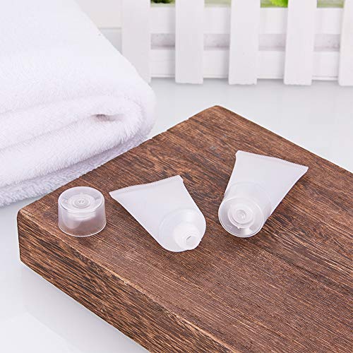 BENECREAT 30 Pack 15 ml Mini Botella Invertida Tubo Suave Cosmético Transparente Tubo de Empaquetado de Crema Champú Loción Tapa de Tirón, Blanco