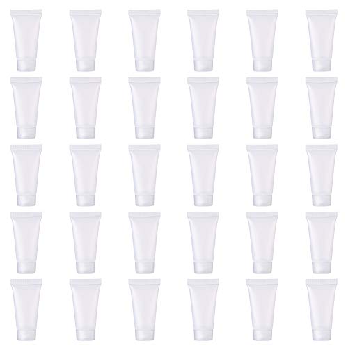 BENECREAT 30 Pack 15 ml Mini Botella Invertida Tubo Suave Cosmético Transparente Tubo de Empaquetado de Crema Champú Loción Tapa de Tirón, Blanco